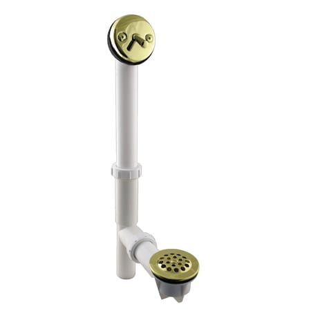 Westbrass White 1-1/2" Tubular Trip Lever Bath Waste in Polished Brass 592244-01